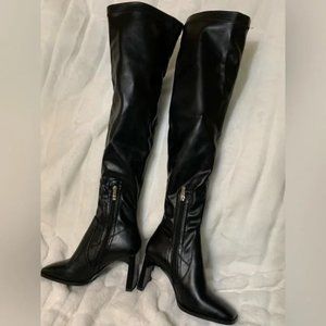 Iliad Knee High Faux Leather Boots in Black NWOT